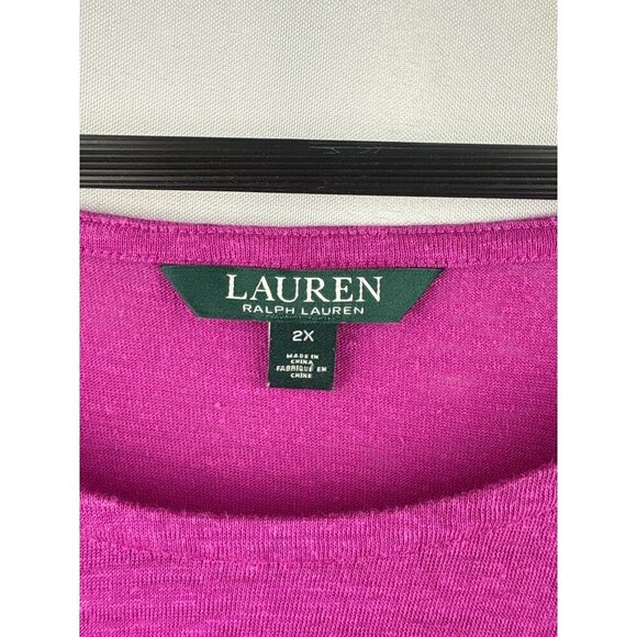 Lauren Ralph Lauren Womens 2X Purple Linen Top - Picture 3 of 5